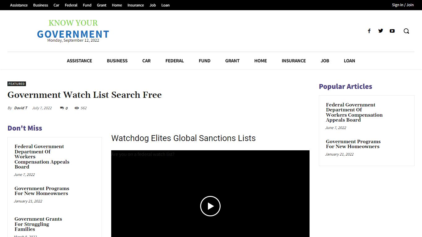 Government Watch List Search Free - KnowYourGovernment.net