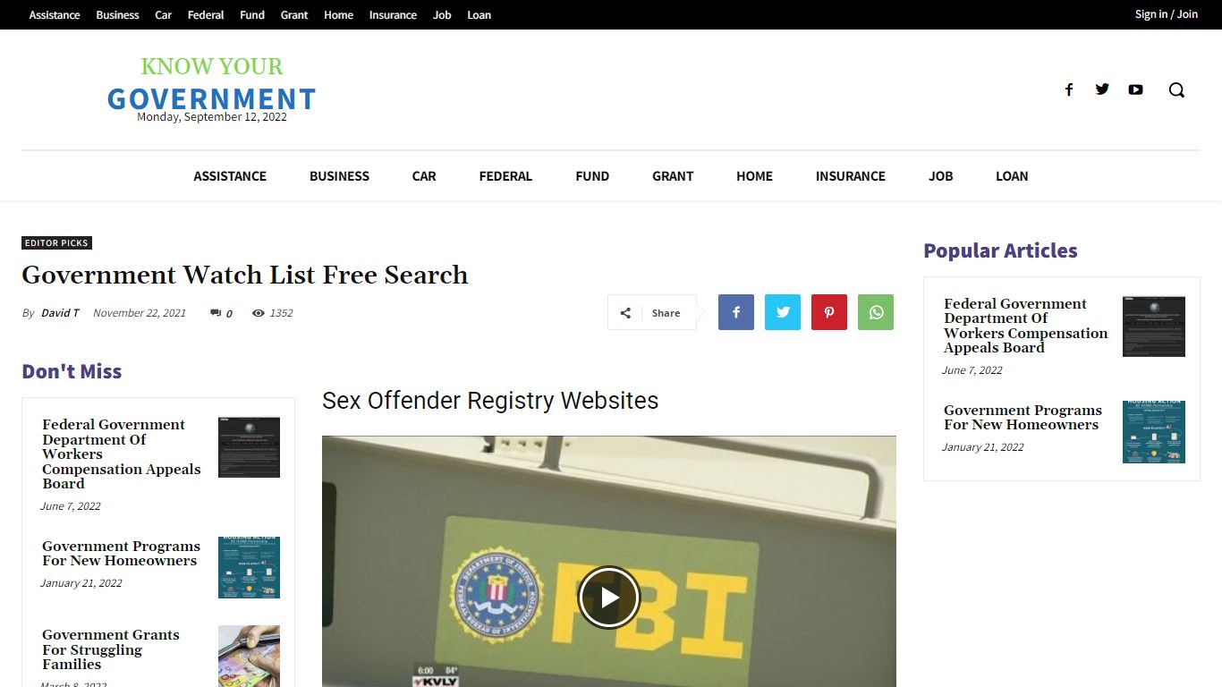 Government Watch List Free Search - KnowYourGovernment.net