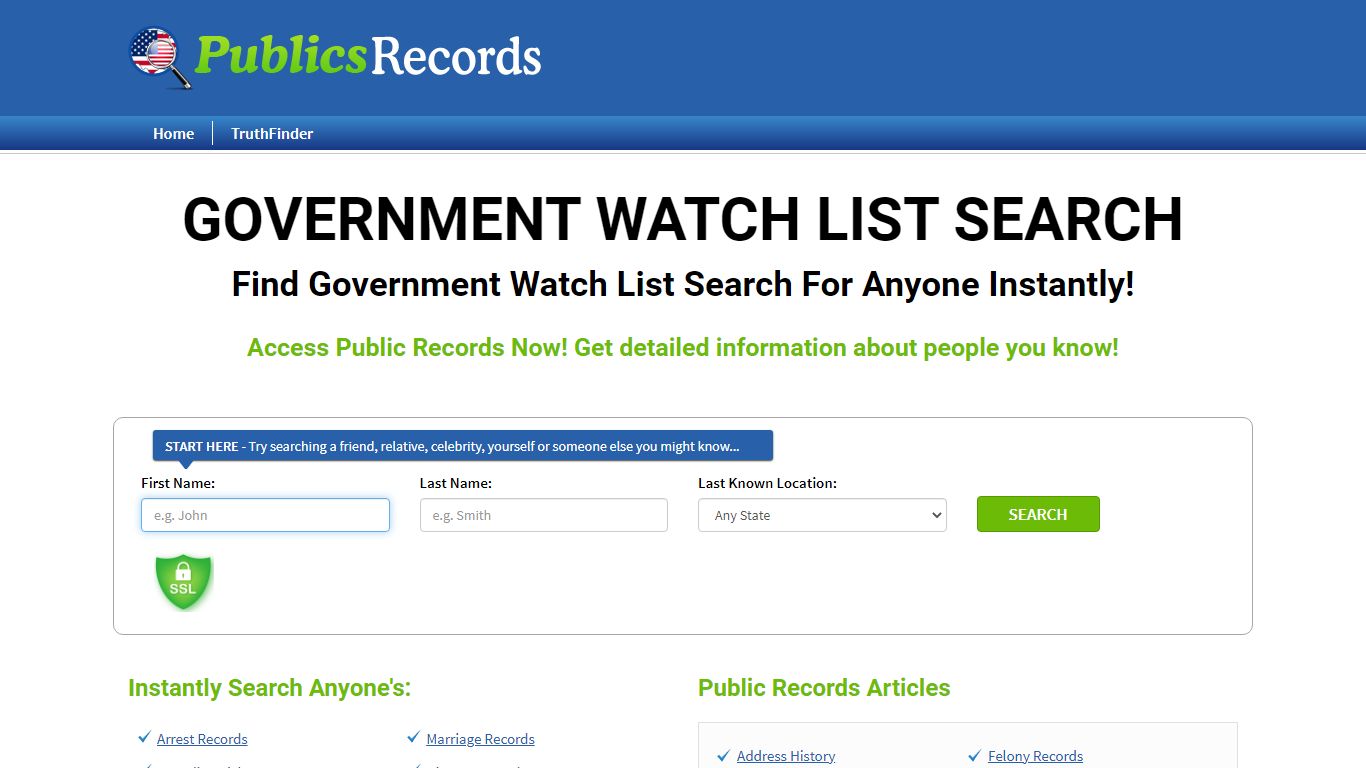 Find Government Watch List Search For Anyone Instantly!